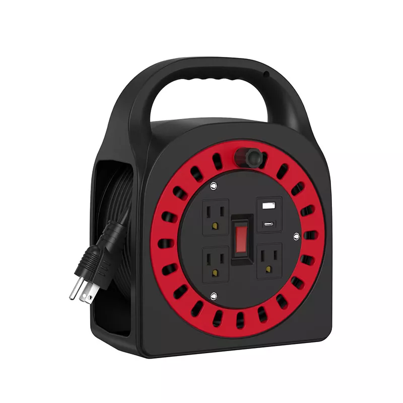 3 uttag usb plastsladdrulle 50ft