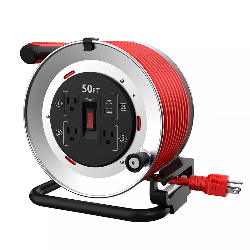 3 uttag Usb4a metallsladdrulle 50ft
