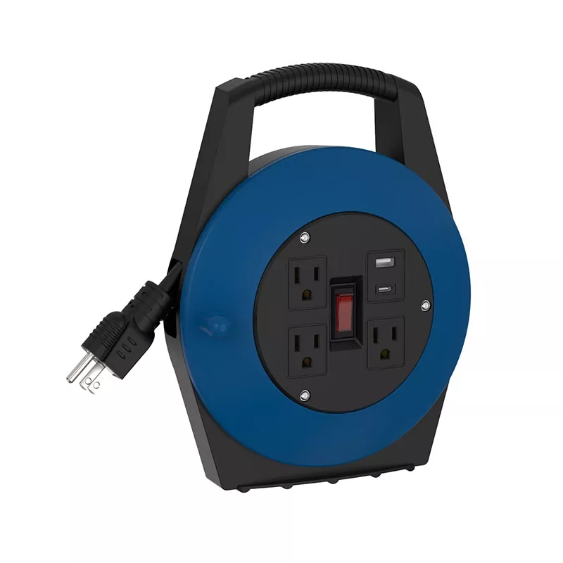 3 Outlets Usb Plastic Cord Reel